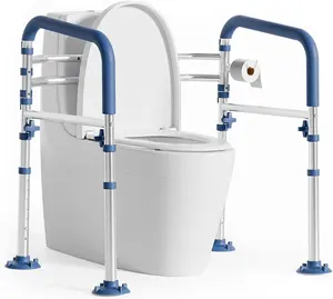 Toilet Safety Rail, Eligible Height-Adjustable Toilet Frame Width-Adjustable Toilet Handles Foldable Toilet Rail Provides Support for Seniors ， Pregnant ，Disabled