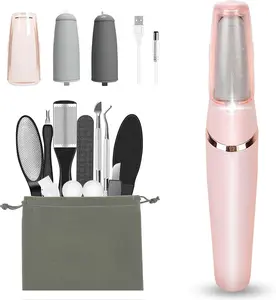 Electric Callus Removers for Feet, Electric Foot Callus Remover Pedicure Kits Rechargeable with12 in 1, Removes Dry Skin for Smoother Feet, Foot Care for Dead Skin Ideal Gift, Assorted (Pink)
