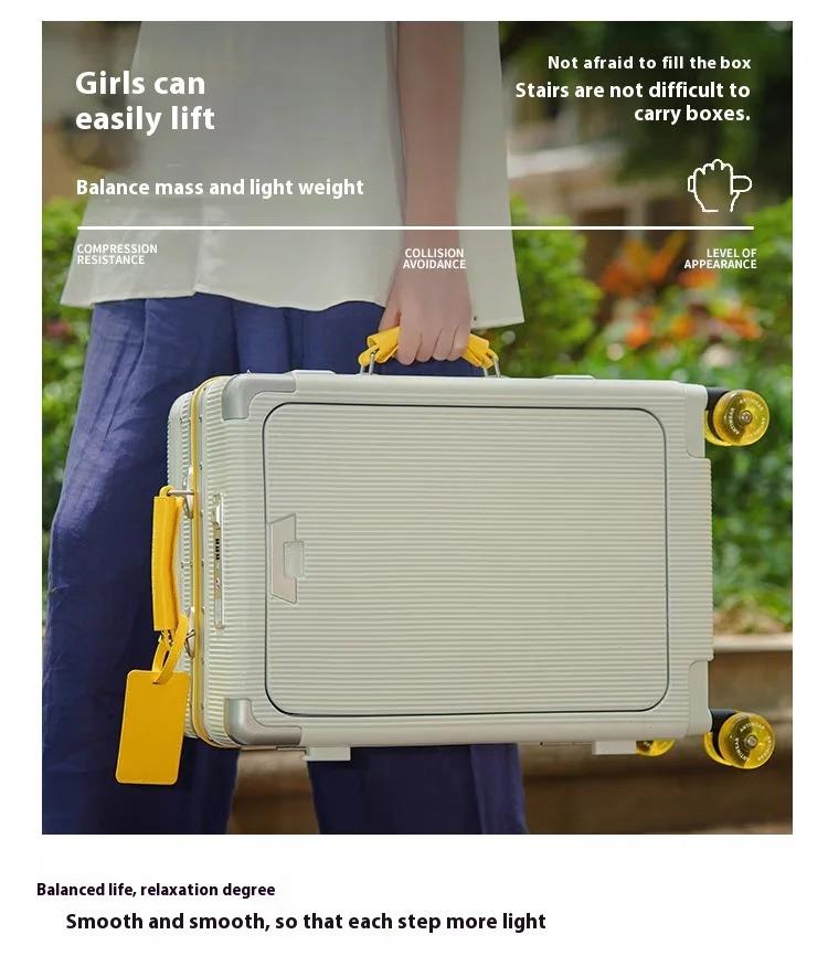 Latest Wide Handle Aluminum Luggage case with Poured Wheels Front Opening Travel Bag Multifunctional Suitcase Oversea Stock