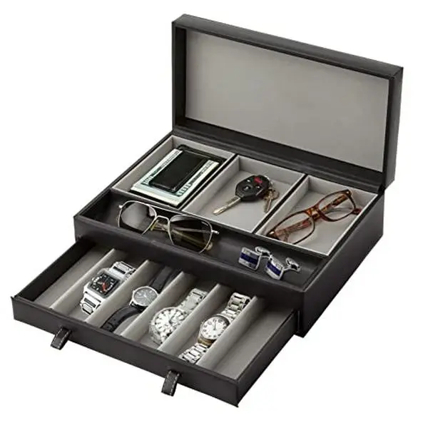 Stock Your Home Mens Valet - Black and Grey Stock Your Home Mens Valet - Black and Grey