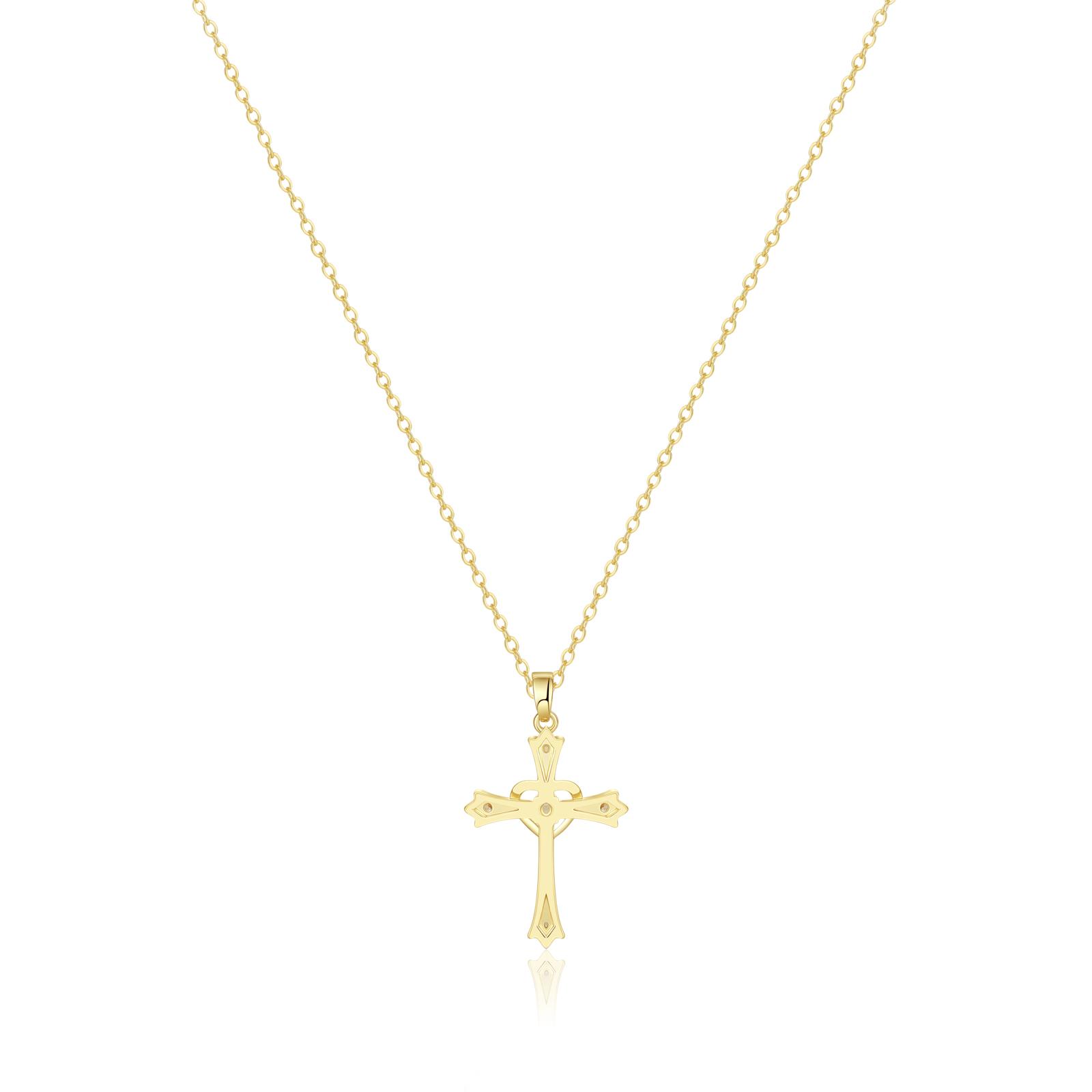 VENOCO 14K Dainty Gold Plated Cross Necklace for Women Infinity Heart Jewelry with CZ Cross Faith Pendant Necklaces Jewelry Religious Minimalist Gift
