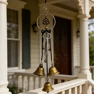 Witch Bell Door Hanger Decorative Wicker Wind Chime for Home Protection & Good Luck Spiritual Ceremonial Magic Purifying Energy Enhancer