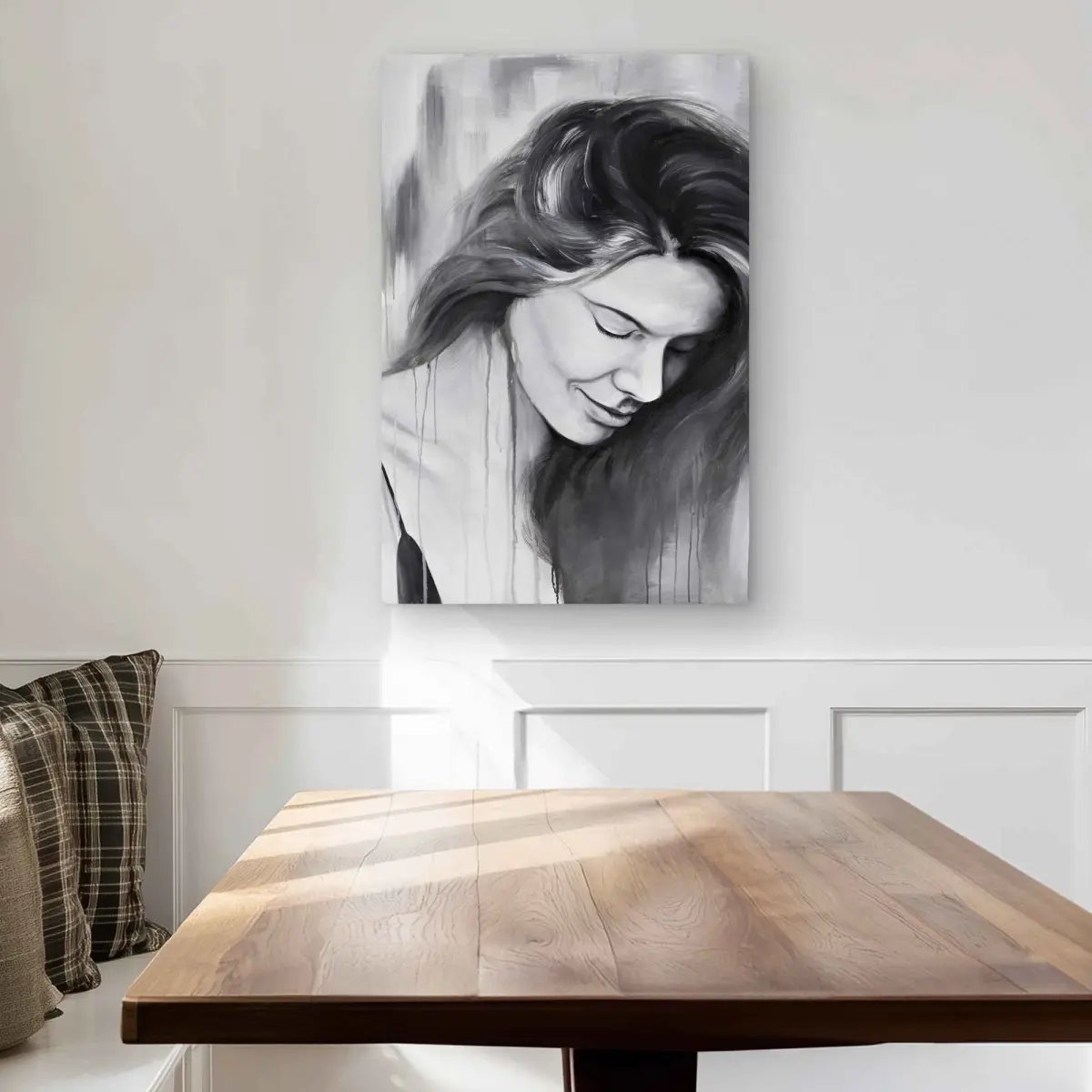 Begin Home Decor C1MP2030F8CLWW 20 x 30 in. Smiling Woman Portrait - Black & White Metal Print Wall Art - Decor