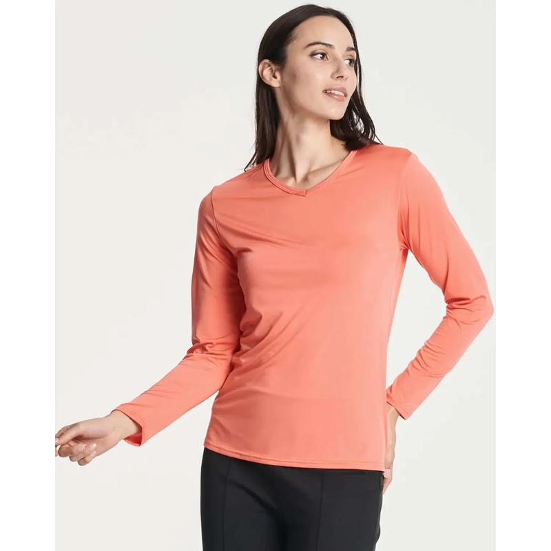 4-Pack: Women's Dry-Fit Long-Sleeve V-Neck Athletic Workout Shirt (Available in Plus Size)