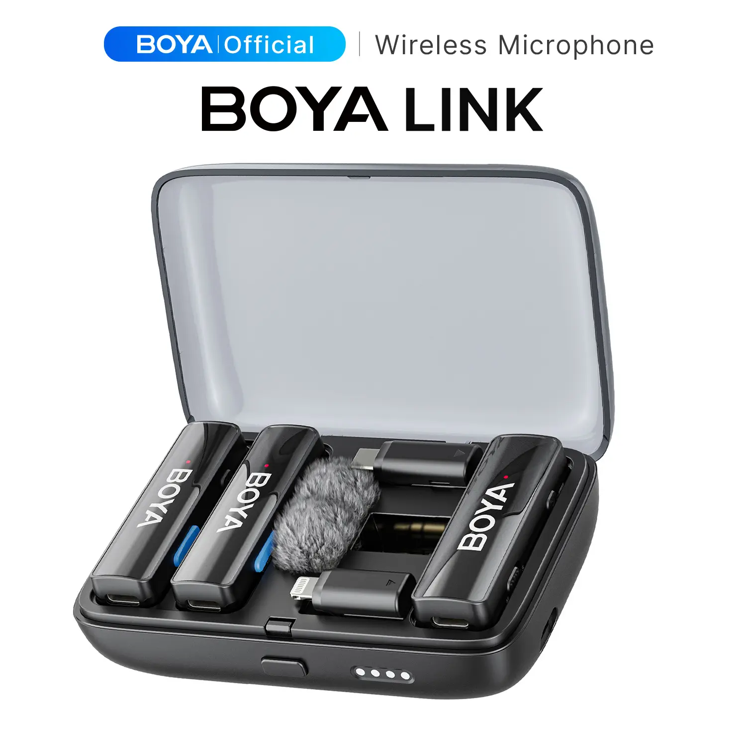 BOYA BOYALINK Wireless Microphone 3 in 1 Lapel Mic Mini Mic for Vlogging iPhone Android DSLR