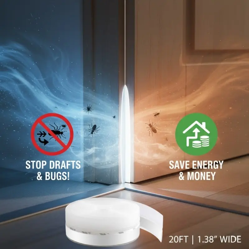 19.7ft Weather Stripping Door Seal - 1.38" Wide Windproof, Soundproof, Energy Efficiency & Energy Saving Gap Tape