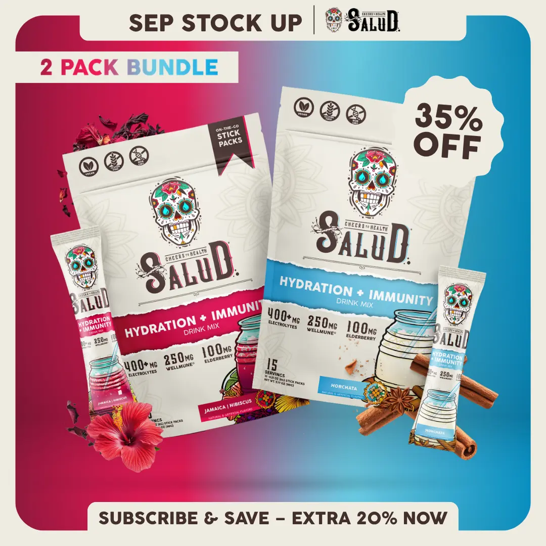 Salud 2-in-1 [Best Sellers Duo] Agua Fresca Drink Mix, Hydration + Immunity, Electrolytes Powder, Agua Fresca Drink Mix, Elderberry, Dairy & Soy Free, Non-GMO, Gluten Free, Vegan, Low Calorie, 1g Sugar (2-Pack, 30 Servings)