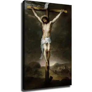 The Crucifixion Jesus Wall Art Poster Canvas Pictures Wall Decor Paintings Posters for Room Living Room Decor Printins (16x24inch-No Framed)