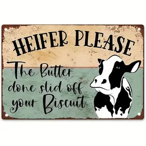 Farm Cow Pattern Metal Sign, Cow Pattern Wall Decor, Retro Art Decor Novelty Decor for Home Bedroom Bar Cafe Farm, Wall Metal Plaque