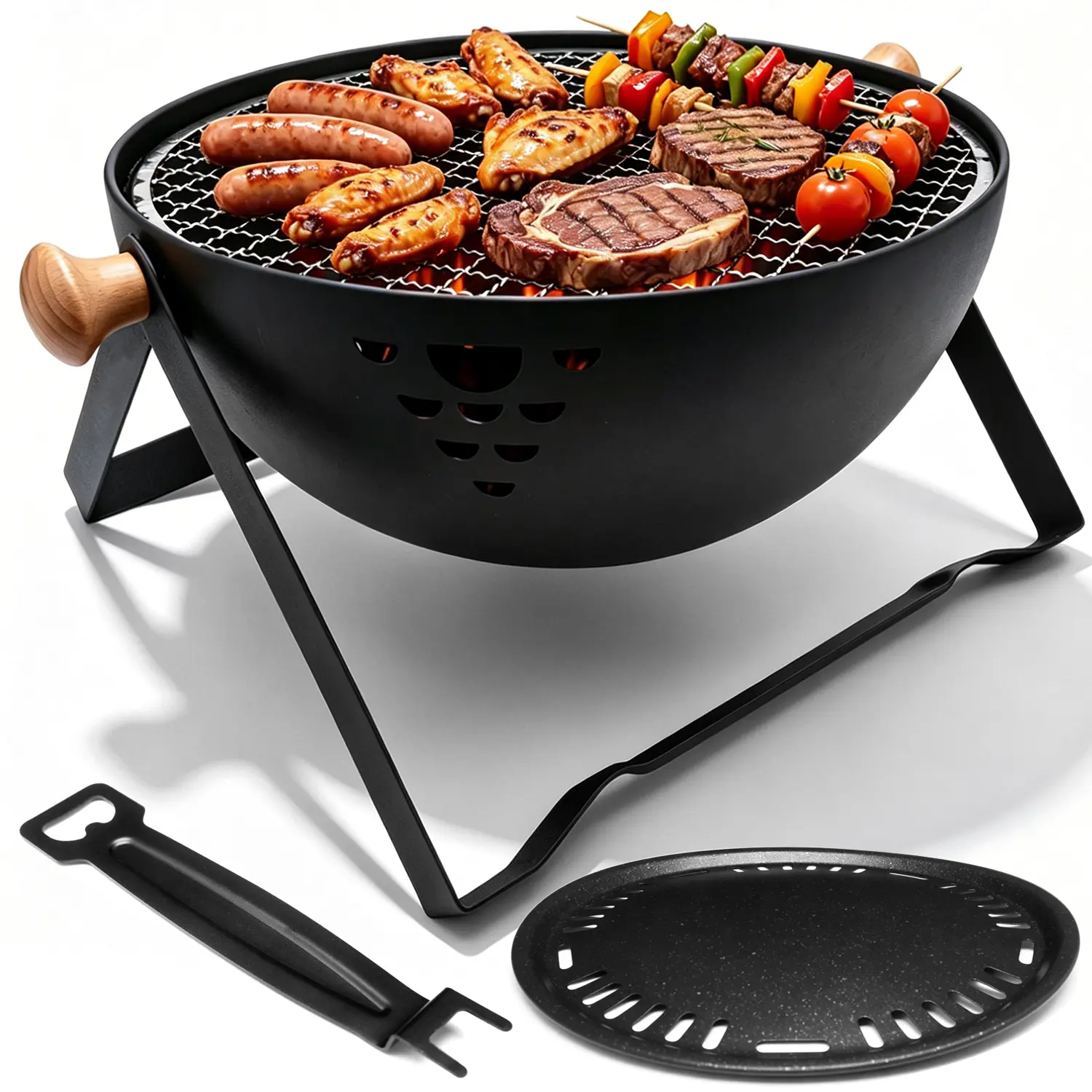 Portable Charcoal Grill, Mini Small Table BBQ Grill for Camping, Outdoor Cooking, Camping Grill for Picnics, Tailgating and Backyard Grilling