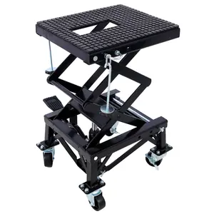 300,350 lbs Hydraulic Motorcycle Scissor Jack Lift Foot Step Wheels for Small Dirt Bikes,Equipped with pedal wheels for easy movement, the scissor structure is stable and does not tip over, and hydraulic lifting does not require waist lifting