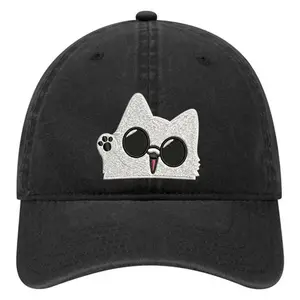 JJK Gojo Cat Waving Embroidered Hat, Gojo Pigment Caps, Embroidery Gojo Cat Baseball Cap, Jujutsu Kaisen fans Gift, Gojo Cat JJK Hat