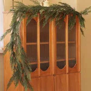 1pc 1.8m Flat Willow Garland for Christmas Decorations, Room & Table Decoration, Fireplace Mantel Ornament, Door Frame Decor