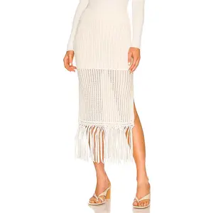 JONATHAN SIMKHAI Arden Fringe Skirt in Ivory