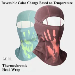 Baylin Unisex Youth Cotton Full-Face Winter Balaclava - Reversible, Thermochromic Heat-Reactive Color-Change Hood, UPF 50+, for Cycling, Skiing