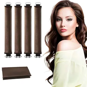 Heatless Hair Curler Set – 4PCS Velvet Overnight Blowout Rods for Heatless Curls, Jumbo Flexible Curling Rods to Sleep In, No Heat Curling Tools for Natural Waves and Curls