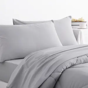 NTBAY 5/7 Piece Comforter Set with Sheets, Soft and Breathable Bedding Set, Bed in a Bag, Down Alternative Comforter Set Solid Color All Season