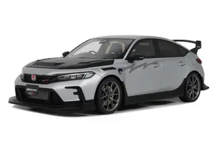2024 Honda Civic Type R Mugen Group B RHD Matt Silver Metallic with Black Hood Limited Edition 1/18 Model Car by Otto Mobile