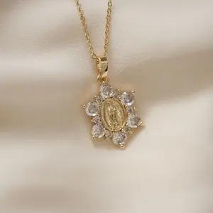 Flower Guadalupe Pendant Necklace