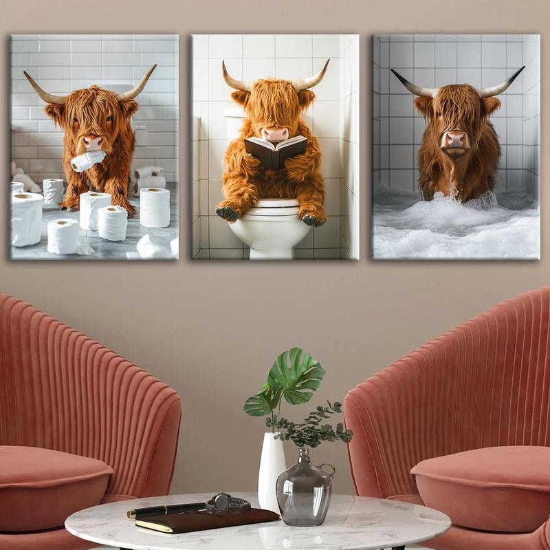 Highland Cow Pattern Canvas Framed Painting, 3 Counts Modern Wall Art Painting, Wall Art Decor for Home Interior Living Room Bedroom Office, Ornaments, Indoor Decoration #TOP PICKS Highland Cow Pattern Canvas Framed Painting, 3 Counts Modern Wall Art Painting, Wall Art Decor for Home Interior Living Room Bedroom Office, Ornaments, Indoor Decoration #TOP PICKS