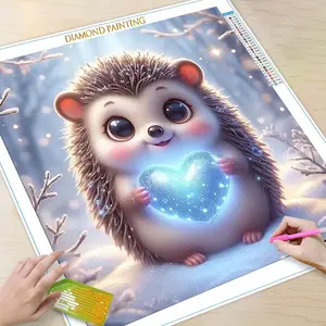 Cartoon Hedgehog Pattern DIY Diamond Art Colorful Painting Kit without Frame, DIY 5D Diamond Art Colorful Painting Kit, Wall Art Decor for Home, Diamond Painting Kits