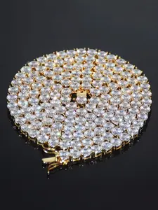1 Row 4MM Tennis Chain Zircon Necklace Hip Hop Iced Out Jewelry Gold Color Copper Material Men Rock Link
