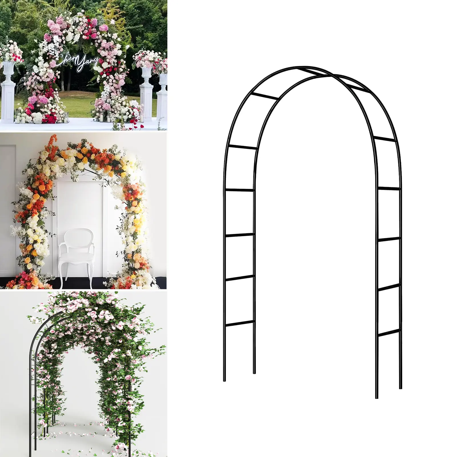 Iron Pergola Arbor Practical, 7.9 Feet High x 4.6 Feet Wide, Assemble Easily for Various Climbing Plant Wedding Garden Arch Bridal Party Decoration Wide Arbor