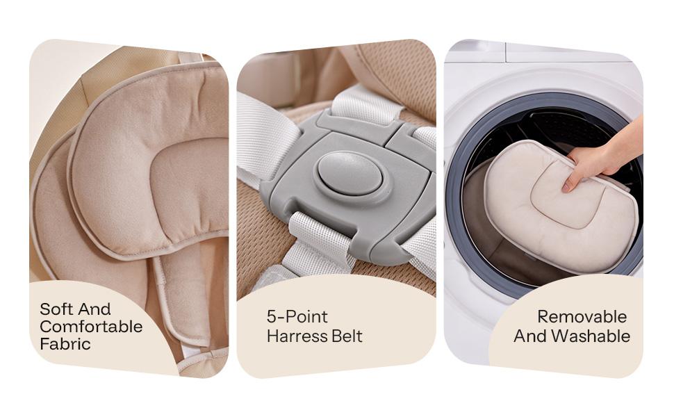 HARPPA Weddell Lite | Compact Electric Baby Swing with Music Speaker, Newborn Bouncer & Rocking Chair, Foldable Bassinet for Baby with Harness, 5 Adjustable Speeds