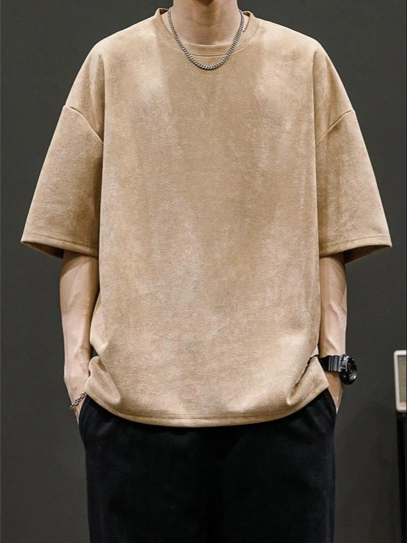 Summer Outfits 2024 Unisex Cheap T Shirt, Fashion Solid Color Outdoor Style Loose Comfortable Breathable Casual Round Neck T Shirt, Men's Top for Dail