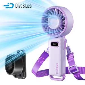 DiveBlues Portable Handheld Turbo Fan 100 GearWind 3600mAh Battery Operated Up to 15 Hours 3 IN 1 Rechargeable Cooling Fan for Outdoor Travel Working Summer Instant Heat Relief - Long Lasting