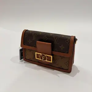 Pre-owned Louis Vuitton Monogram & Monogram Reverse Coated Canvas with Leather Trim Crossbody Bags Dauphine Chain Wallet (Monogram Reverse Canvas)