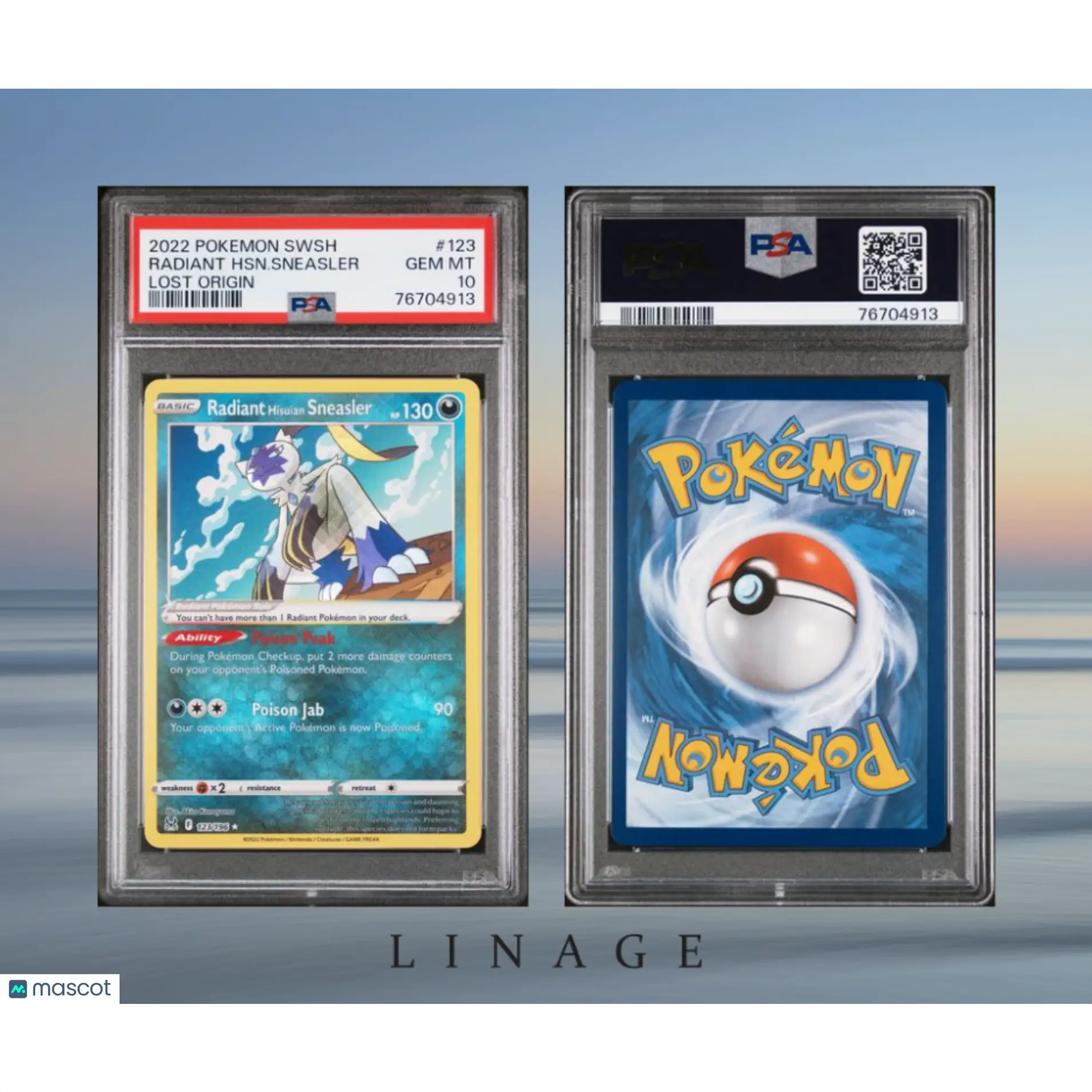 PSA Pokémon 10 Radiant Hisuian Sneasler LOST ORIGIN #123 GEM MINT Graded Card