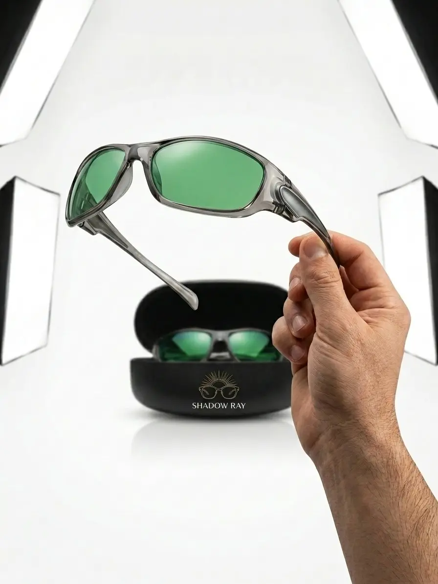Y2K Wrap-Around Sport Sunglasses for Men and Women - Transparent Grey Frame, Green Tint Lens, UV400 Protection for Cycling, Driving over  es tech sung less uv 400 inteligente cheap cool pc women- classic sun  practical yellow futuristic double