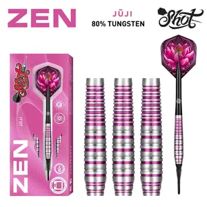 Shot Darts Zen Juji Soft Tip Dart Set - 80% Tungsten, Compact Pocket Rocket, Wave Grip, Self-Correction Design