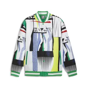 PUMA Mens Bmw M Motorsport Bomber Jacket Athletic Outerwear Casual Pockets - Multi, White