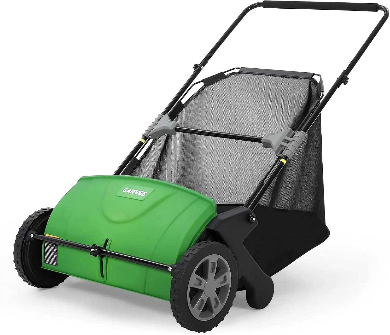 Garvee 21-Inch Push Lawn Sweeper, Manual Leaf Sweeper with 3.5 Cu. ft. Mesh Collection Bag, Yard Sweeper with 2 Spinning Brushes & 10" Rubber Wheels, Walk-Behind Grass Collector for Lawns