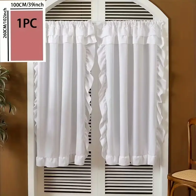 1pc Sheer Curtain French Country Style, Light-Up Window Drapes with Rod Pocket, Indoor Designer Decorative Curtains for Kitchen Living Room