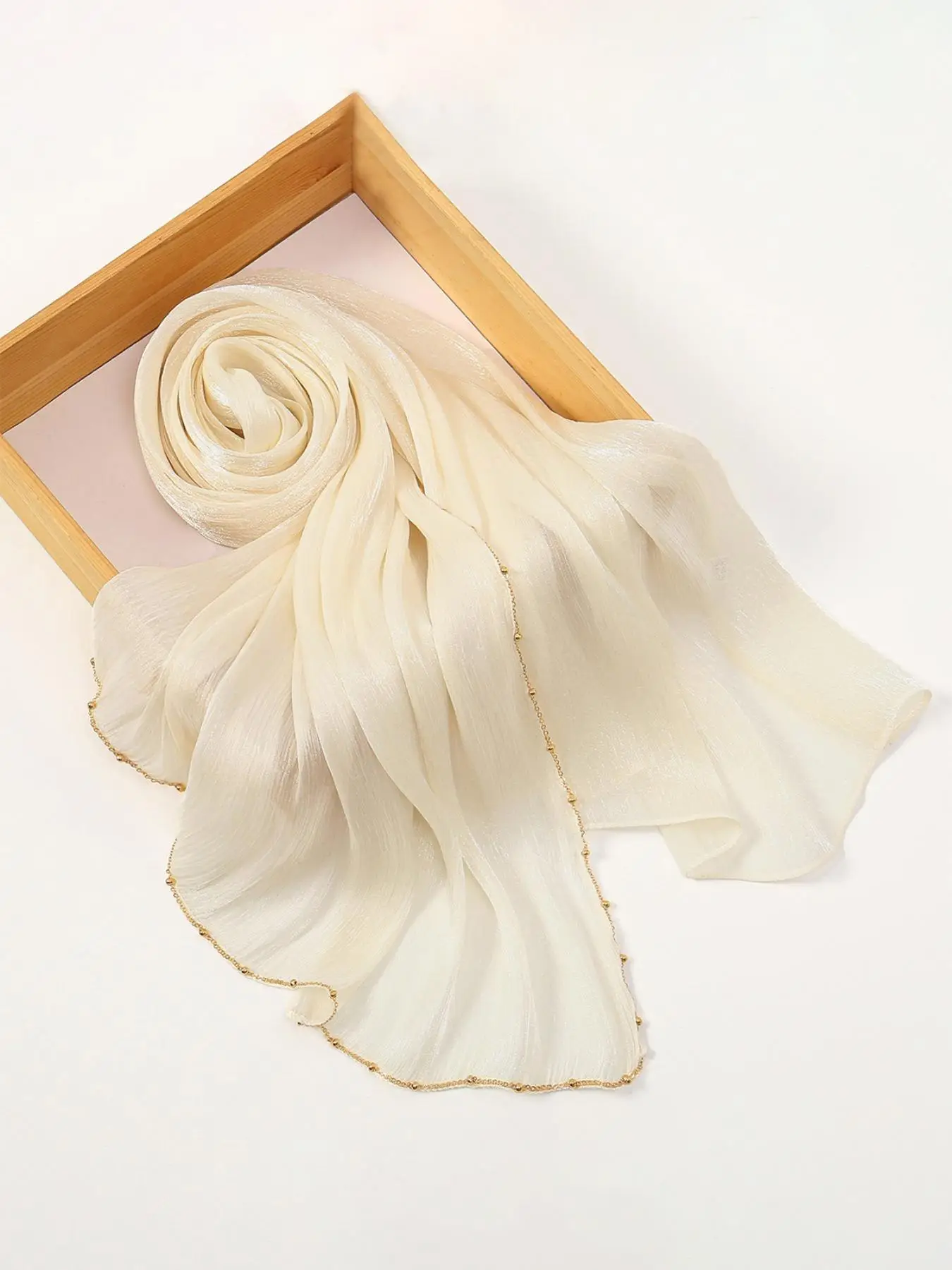 Women's Solid Color Rhinestone Decor Pashmina, Soft Comfortable Breathable Long Scarf for Daily Wear, Fashionable Scarf for Women & Girls