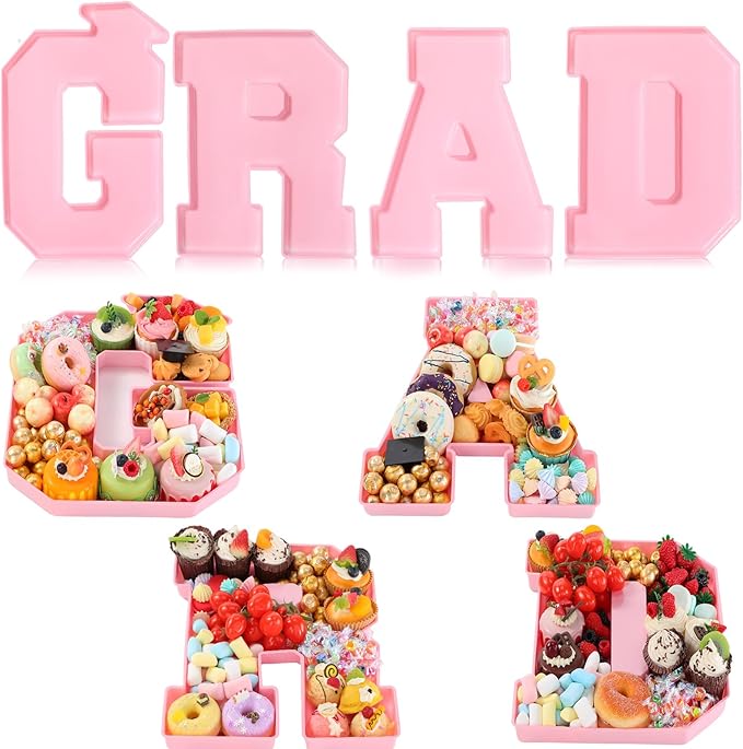 2026 Graduation Number Fillable Charcuterie Boxes - 4 Pcs 13.7" Disposable Mache Paper Trays Containers for Chocolate Candy Cookie Treats Grad Favors, Party Table Decor Centerpiece Ideas, Celebration Grad Gifts for Daughter Son Grad Party Supplies