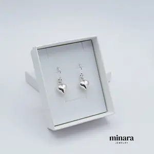 950 Silver Small Heart Pendant Earrings - Elegant Durable Design for Elegant Occasions & Everyday Wear
