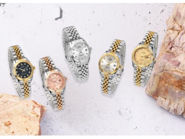 BUREI Women's Business Watch with Day Date, Analog Quartz Movement, Silver Stainless Steel Bracelet, Fashion Ladies Watch, Small Face, Diamond, Waterproof