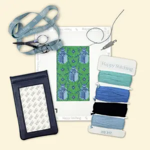 Happy Stitching - Buggin' Out Needlepoint Eyeglass Case Kit - DIY Needlepoint Craft Kit - Self Finish Needlepoint Supplies