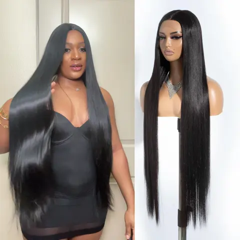 [For Live] Style Icon 38" Super Long Synthetic Wigs Lace Front Silky Straight Wig 6" Deeper Middle Lace Part Wig with Babyhair