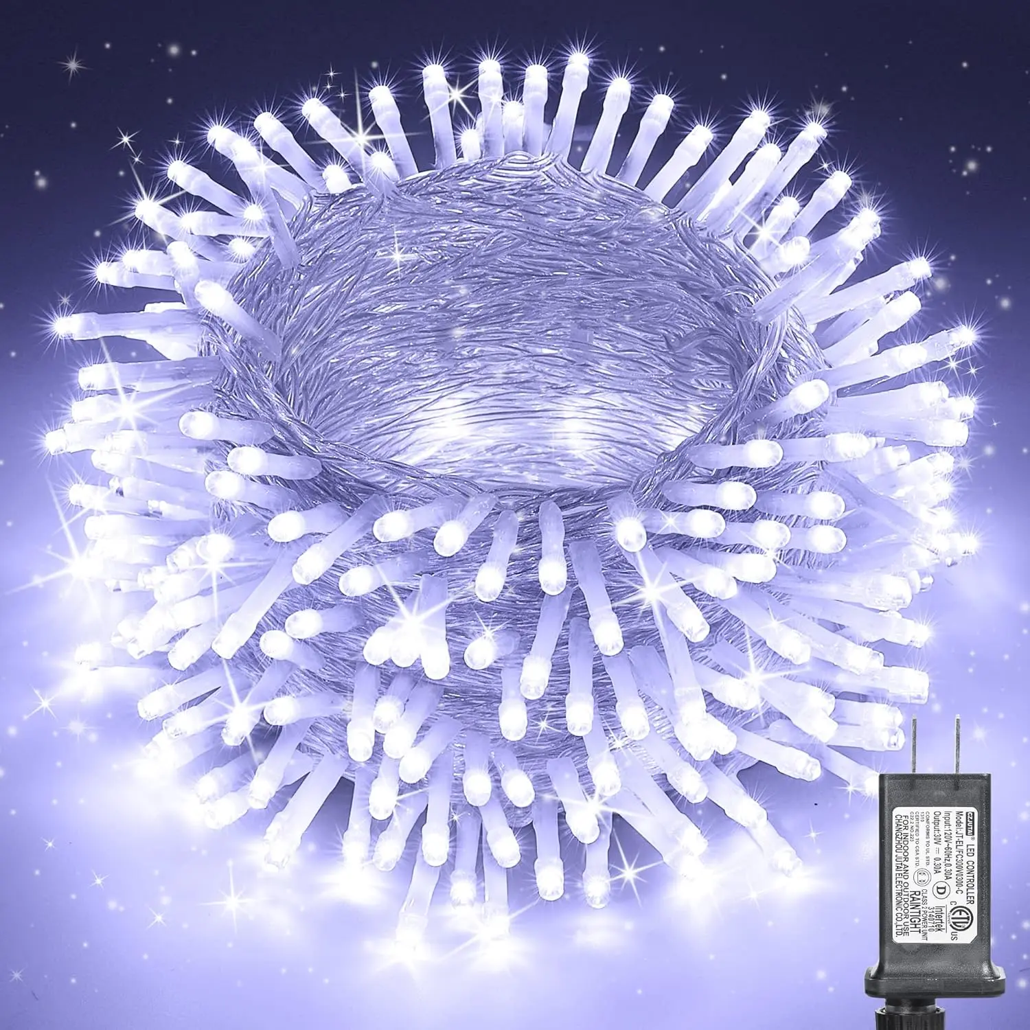 Christmas Lights Cool White, 75 Ft 200 LED/175Ft 500 LED Christmas String Lights Connectable, 8 Modes, Timer, Waterproof Fairy Twinkle Lights for Christmas Party, Garden, Patio, Home, Holiday, Xmas Tree Decorations