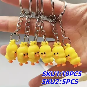 5/10pcs Mini Duck Keychains, Cute Accessories for Bag Pendants, Car Charms, Birthday Gifts & Party Favors