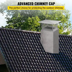 VEVOR Chimney Cap, 304 Stainless Steel Fireplace Cover, 8" x 13" Flue Cap, Adjustable Spark Arrestor with Mesh and Screws for Outdoor Use.