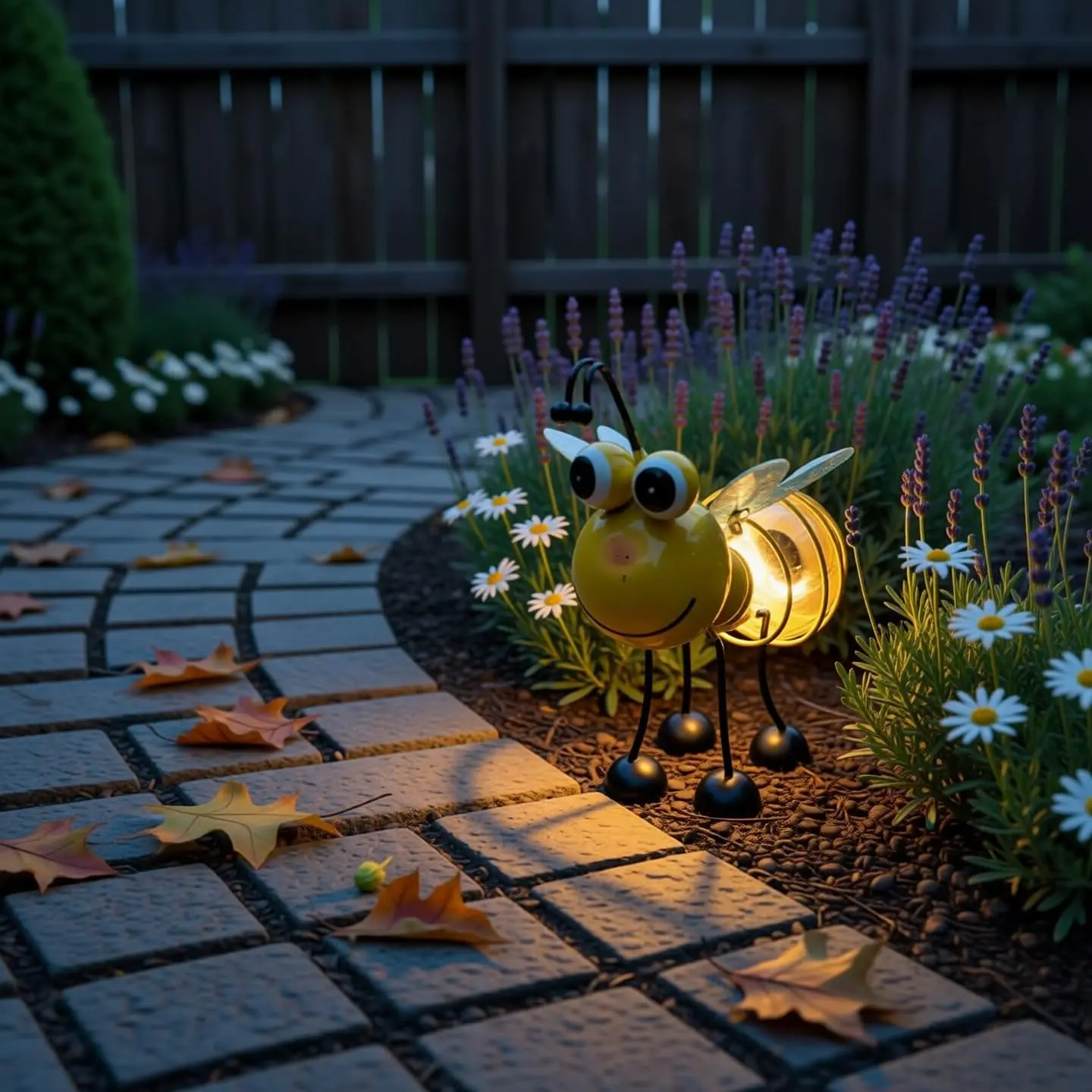 Solar-Bee Light - Metal LED Outside Bugs Outdoor Statues Figurine Lights Decorations for Patio Balcony Yard Ornament Housewarming 1PC-Yellow