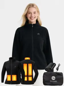 Norwell Women's Heated Fleece Jacket - Unleash the Power of Warmth with Heated Jackets, Heater, Selfheateing Jacket for Men, Heated Coat for Men - Electric Heating Jacket with USB Cable (Battery Included)