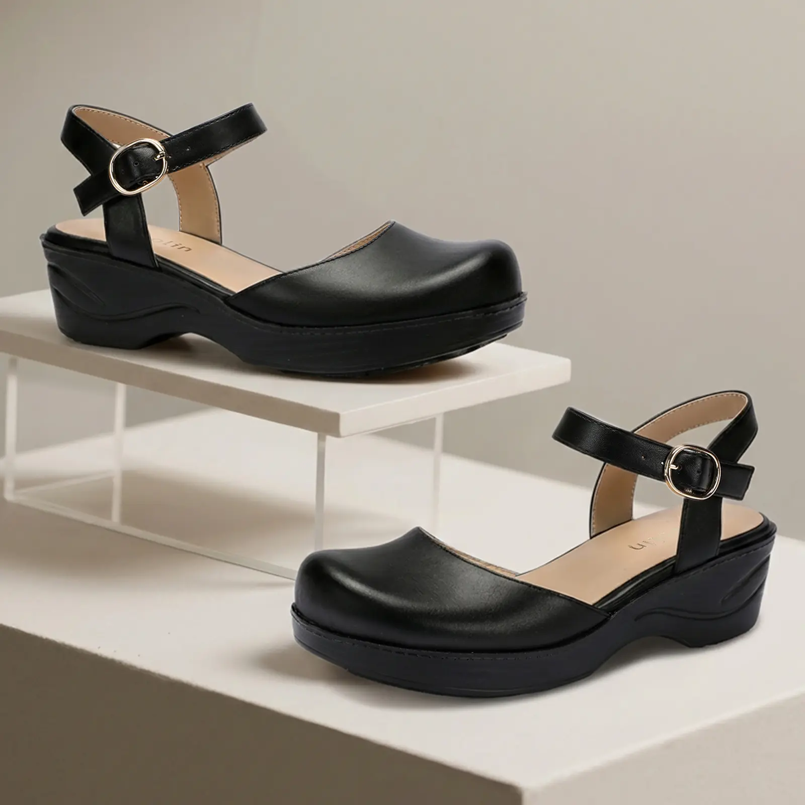 Women's Closed Toe Sandals, Mary Janes for Women with Arch Support Non Slip Rocker Sole, Comfort Walking Shoes for Long Standing Work, Food Service, Nursing Shoes