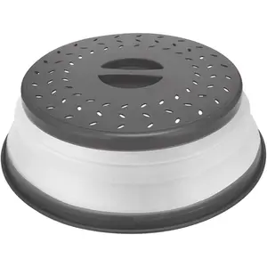 Thermoplastic Rubber Microwave Splatter Cover,Microwave Cover for  Fruit Drainer, Dishwasher Safe 10.5 inch (GREY)